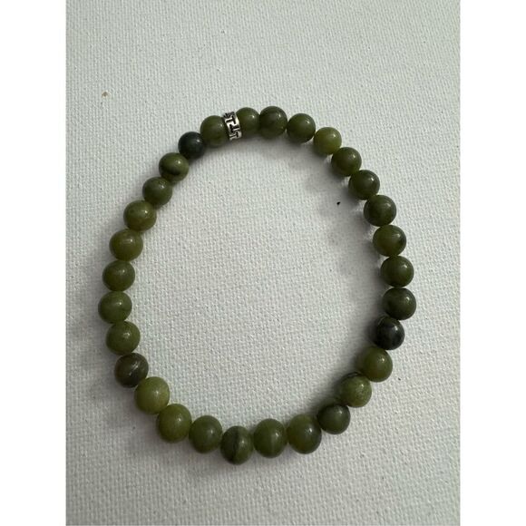 Women's Dark Green Earthy Stone Beaded Stretchy Slip On Bracelet Boho - Picture 2 of 4